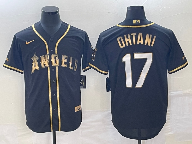 Men's Los Angeles Angels Shohei Ohtani #17 Black Sewn Player Jerseys