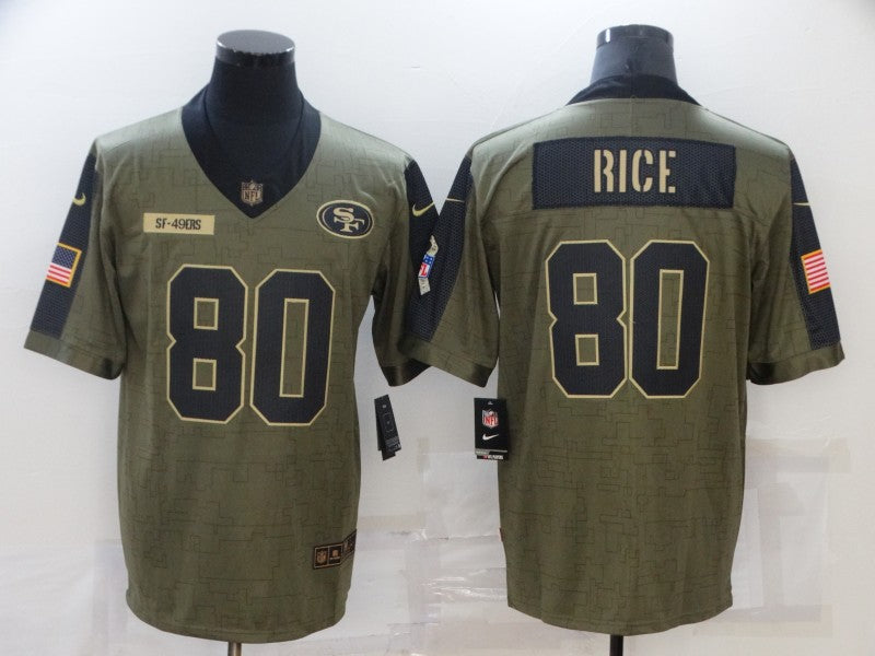 Men's San Francisco 49ers Jerry Rice #80 Brown Player Game Jerseys