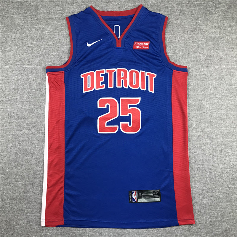 Men's Detroit Pistons Derrick Rose Blue 2021/22 Fast Break Replica Jerseys
