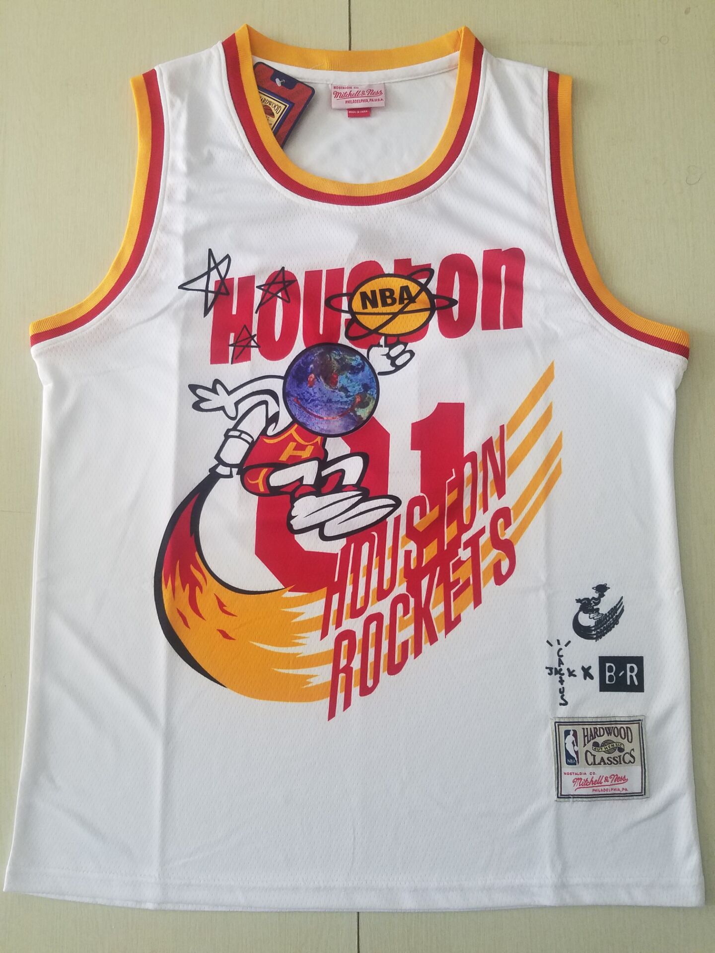 Men's Houston Rockets #01 NBA White Classics Jerseys - Joint Edition