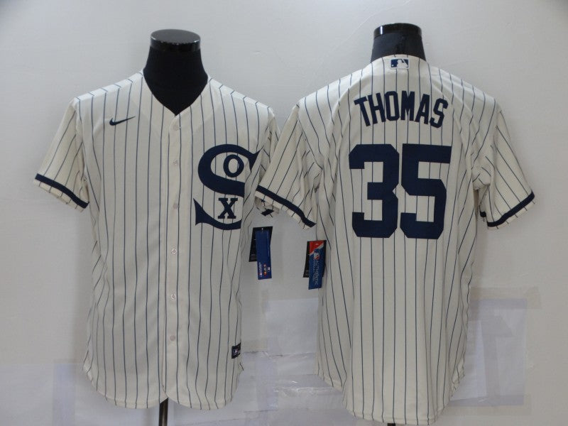 Men's Chicago White Sox Frank Thomas #35 Beige Replica Baseball Jerseys