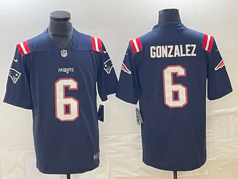 Men's New England Patriots Christian Gonzalez #6 Navy Team Game Jerseys