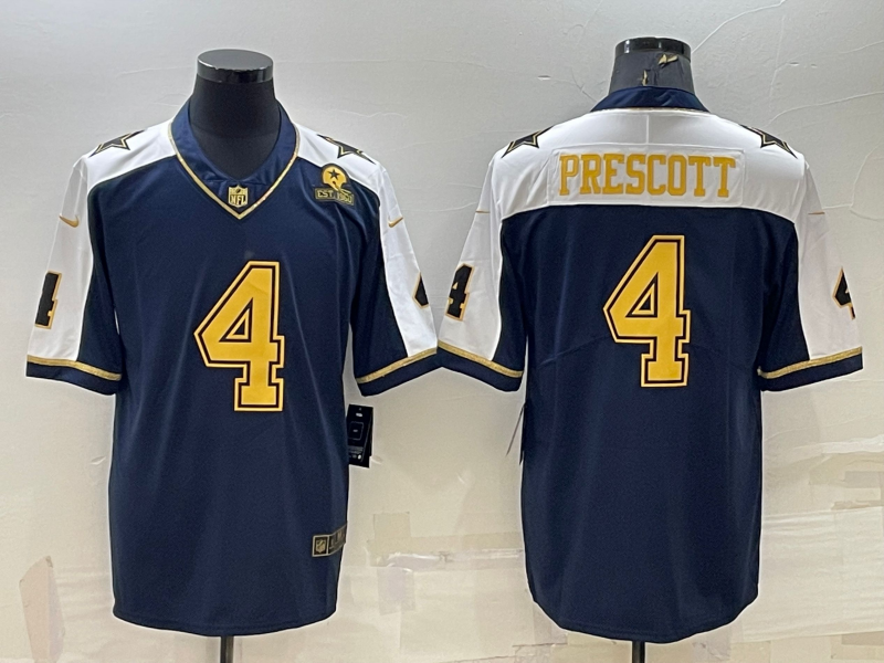Men's Dallas Cowboys Dak Prescott #4 Navy Authentic Game Jerseys