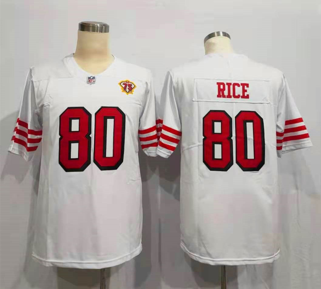 Men's San Francisco 49ers Jerry Rice White 75th Anniversary Game Player Jerseys