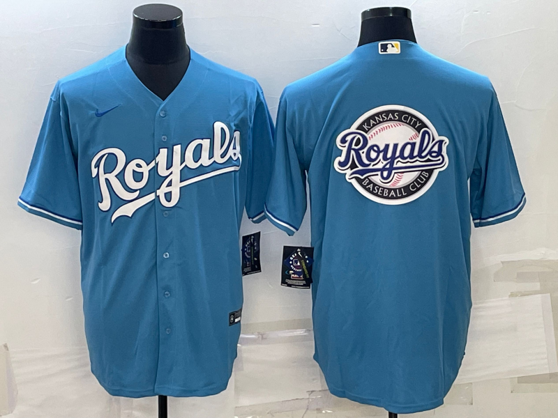 Men's Kansas City Royals Light Blue Alternate Replica Team Logo Jerseys