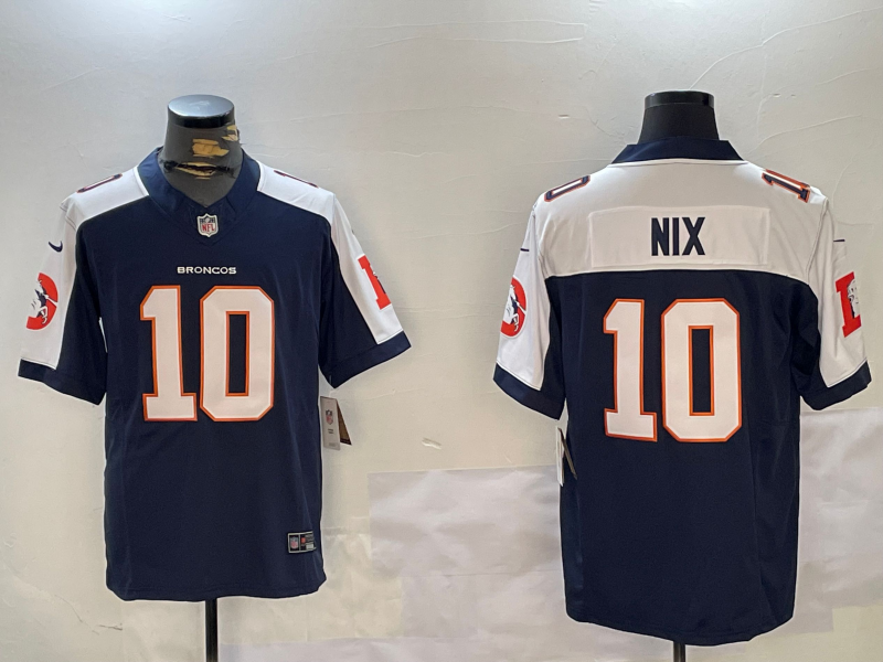 Men's Denver Broncos Bo Nix #10 Navy Alternate Game Jerseys