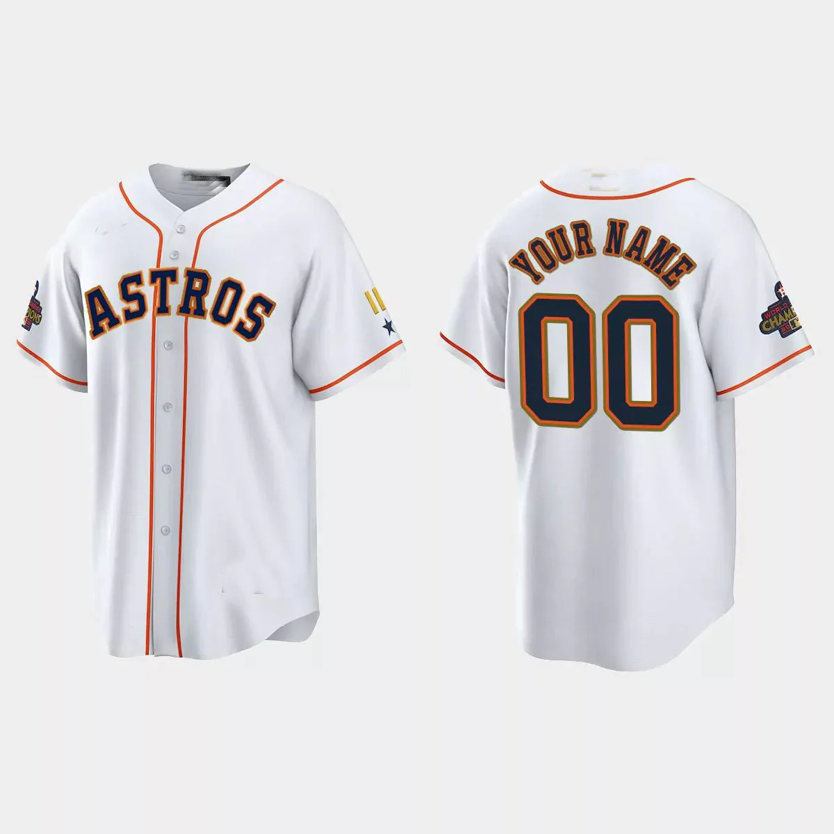 Men's Houston Astros White 2023 Gold Collection Replica Custom Jerseys