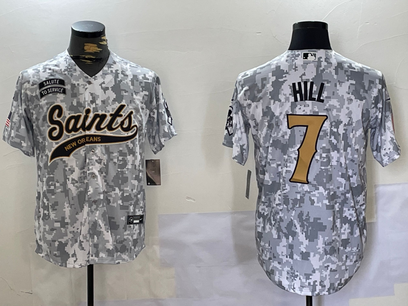 Men's New Orleans Saints Taysom Hill #7 Arctic Camo 2024 Salute to Service Player Jerseys