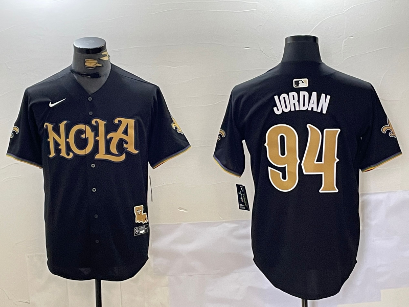 Men's New Orleans Saints Cameron Jordan #94 Black Player Jerseys