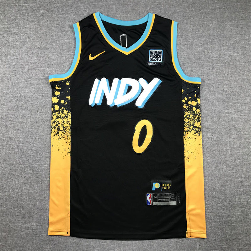 Men's Indiana Pacers Tyrese Haliburton #0 Black 2023/24 Swingman Jerseys - City Edition