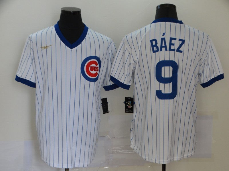Men's Chicago Cubs Javier Baez #9 White Stitched Jerseys