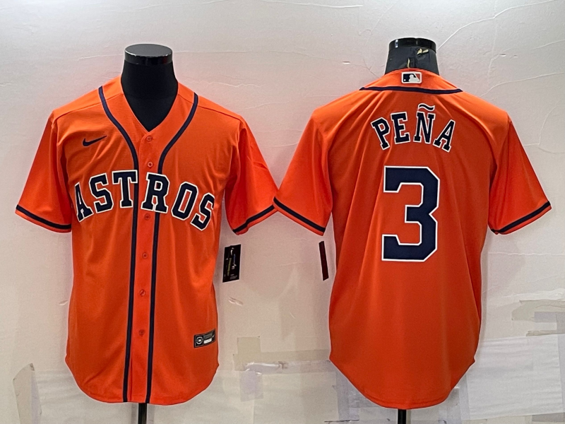 Men's Houston Astros Jeremy Pena #3 Orange Replica Player Jerseys