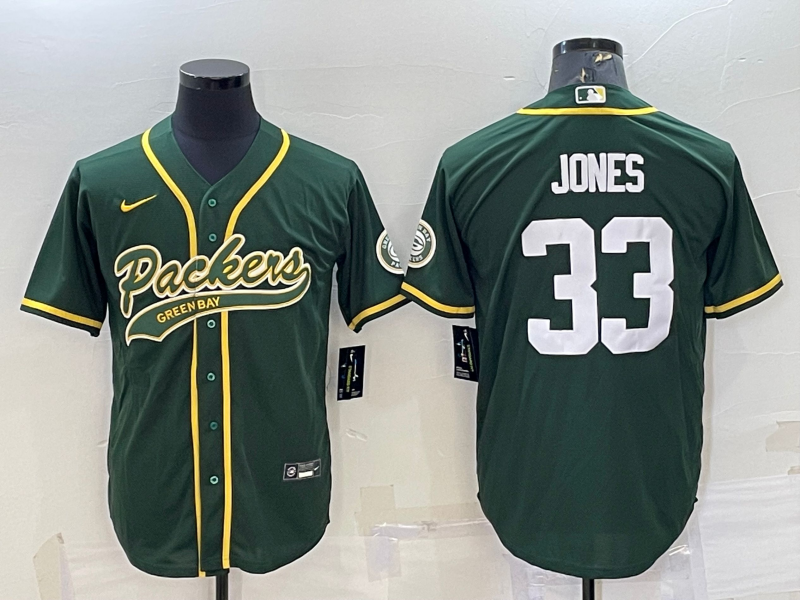Men's Green Bay Packers Aaron Jones #33 Green Game Jerseys Joint Edition