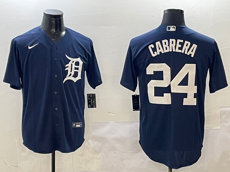Men's Detroit Tigers Miguel Cabrera #24 Navy Replica Game Jerseys