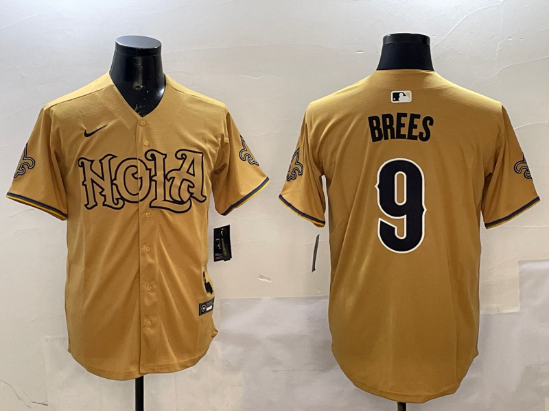 Men's New Orleans Saints Drew Brees #9 Yellow Game Player Jerseys
