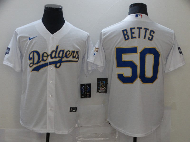 Men's Los Angeles Dodgers Mookie Betts #50 White Stitched Jerseys