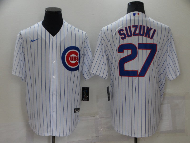 Men's Chicago Cubs Seiya Suzuki #27 White Replica Baseball Jerseys
