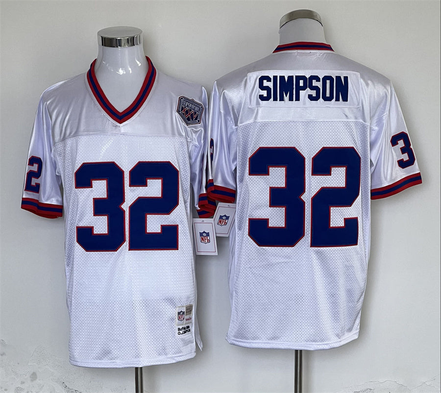 Men's Buffalo Bills OJ Simpson Mitchell & Ness White Legacy Replica Player Jerseys