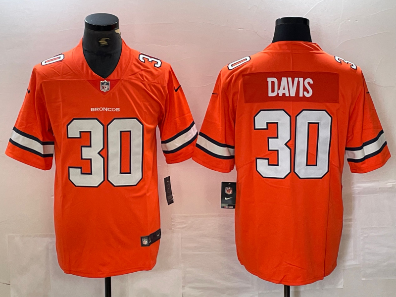 Men's Denver Broncos Terrell Davis #30 Orange Alternate Game Jerseys