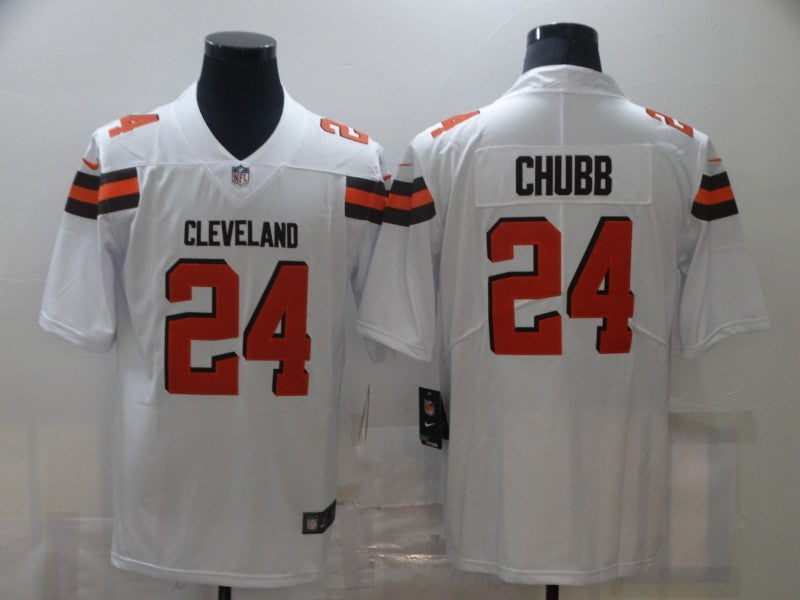Men's Cleveland Browns Nick Chubb #24 White Game Player Jerseys
