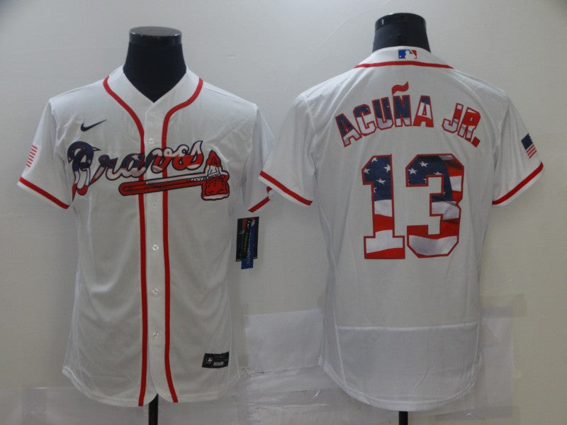 Men's Atlanta Braves Ronald Acuna Jr. #13 White Authentic Player Jerseys
