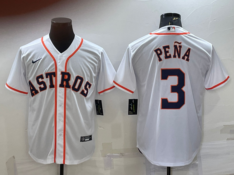 Men's Houston Astros Jeremy Pena #3 White Home Replica Jerseys