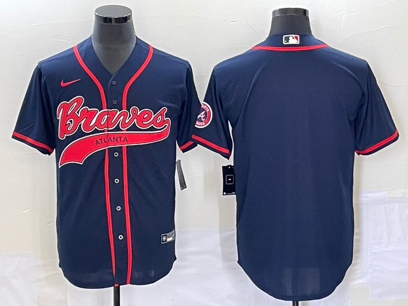 Men's Atlanta Braves Navy Replica Blank Jerseys Joint Edition