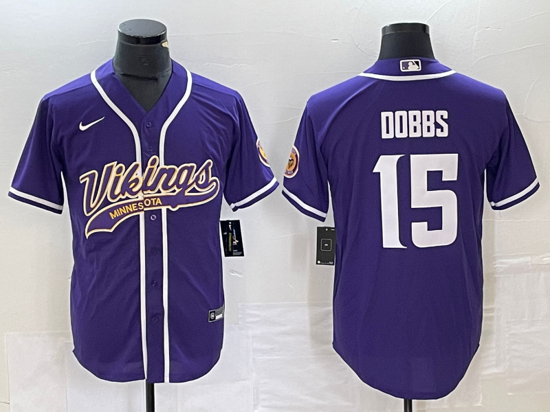Men's Minnesota Vikings Joshua Dobbs #15 Purple Game Jerseys Joint Edition