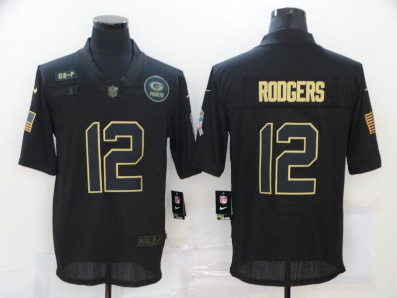 Men's Green Bay Packers Aaron Rodgers #12 Black Game Player Jerseys