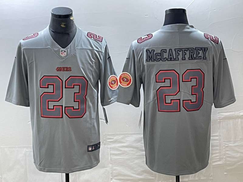 Men's San Francisco 49ers Christian McCaffrey #23 Gray Atmosphere Fashion Game Jerseys