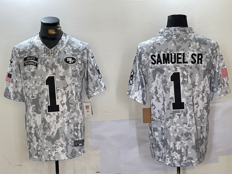 Men's San Francisco 49ers Deebo Samuel Sr #1 Arctic Camo 2024 Salute to Service Limited Jerseys