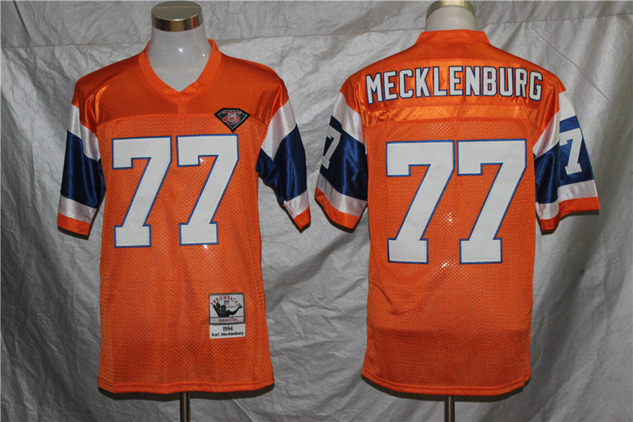 Men's Denver Broncos Karl Mecklenburg Mitchell & Ness Orange Legacy Replica Jerseys