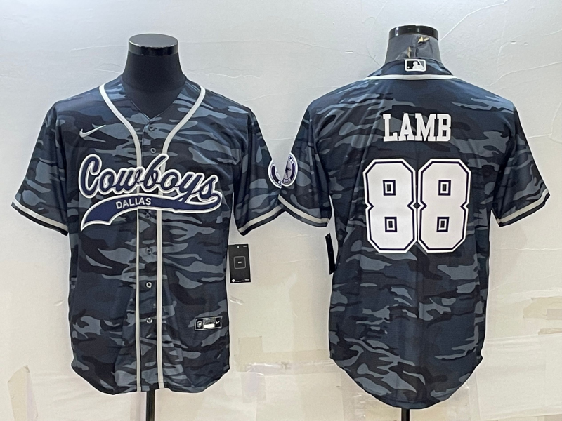 Men's Dallas Cowboys CeeDee Lamb #88 Grey Camouflage Game Jerseys Joint Edition