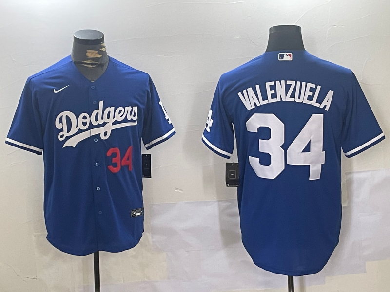 Men's Los Angeles Dodgers Fernando Valenzuela #34 Blue Replica Player Jerseys