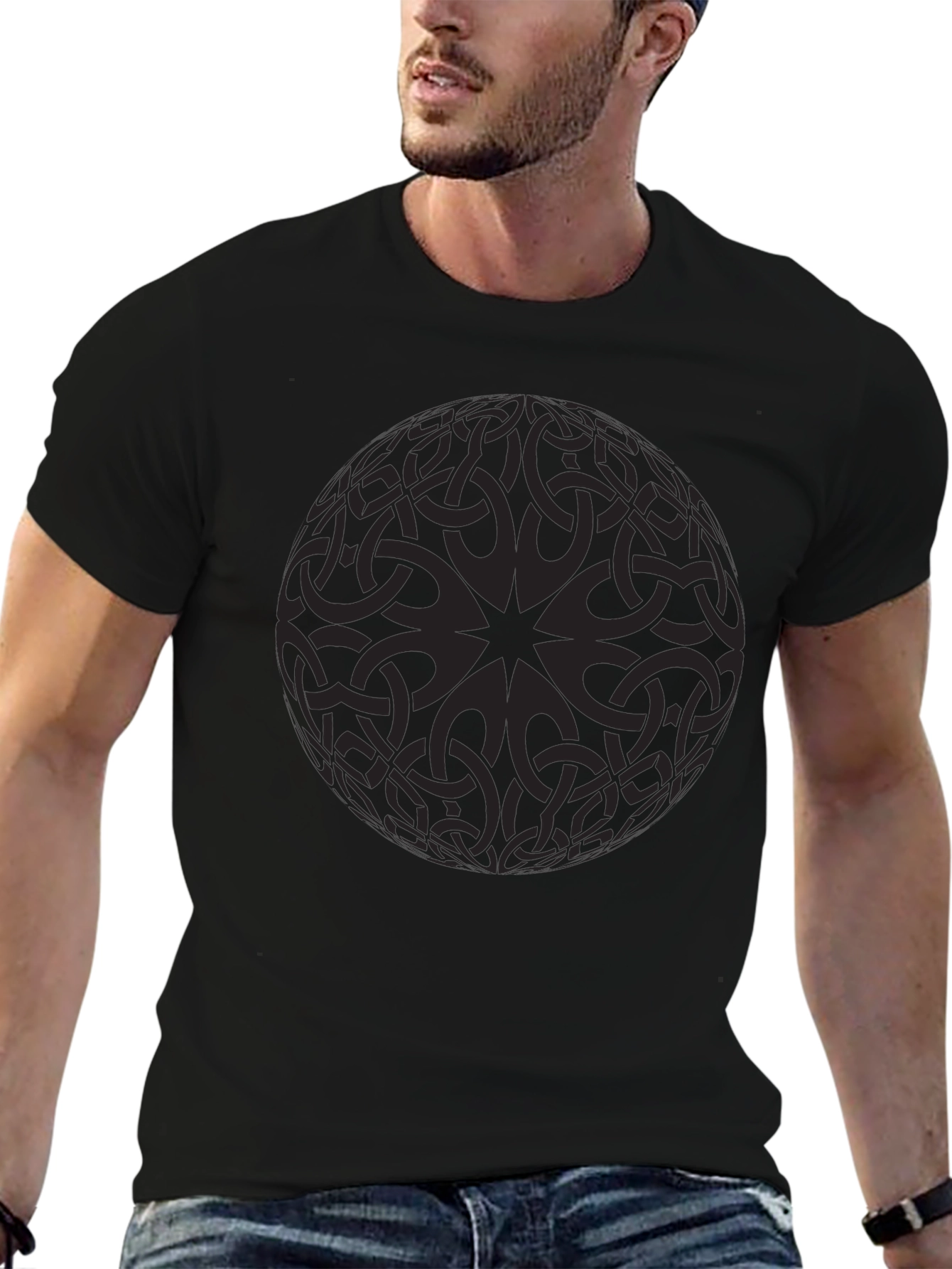 Celtic Knot Sphere Graphic Tee - Mens Black T-Shirt
