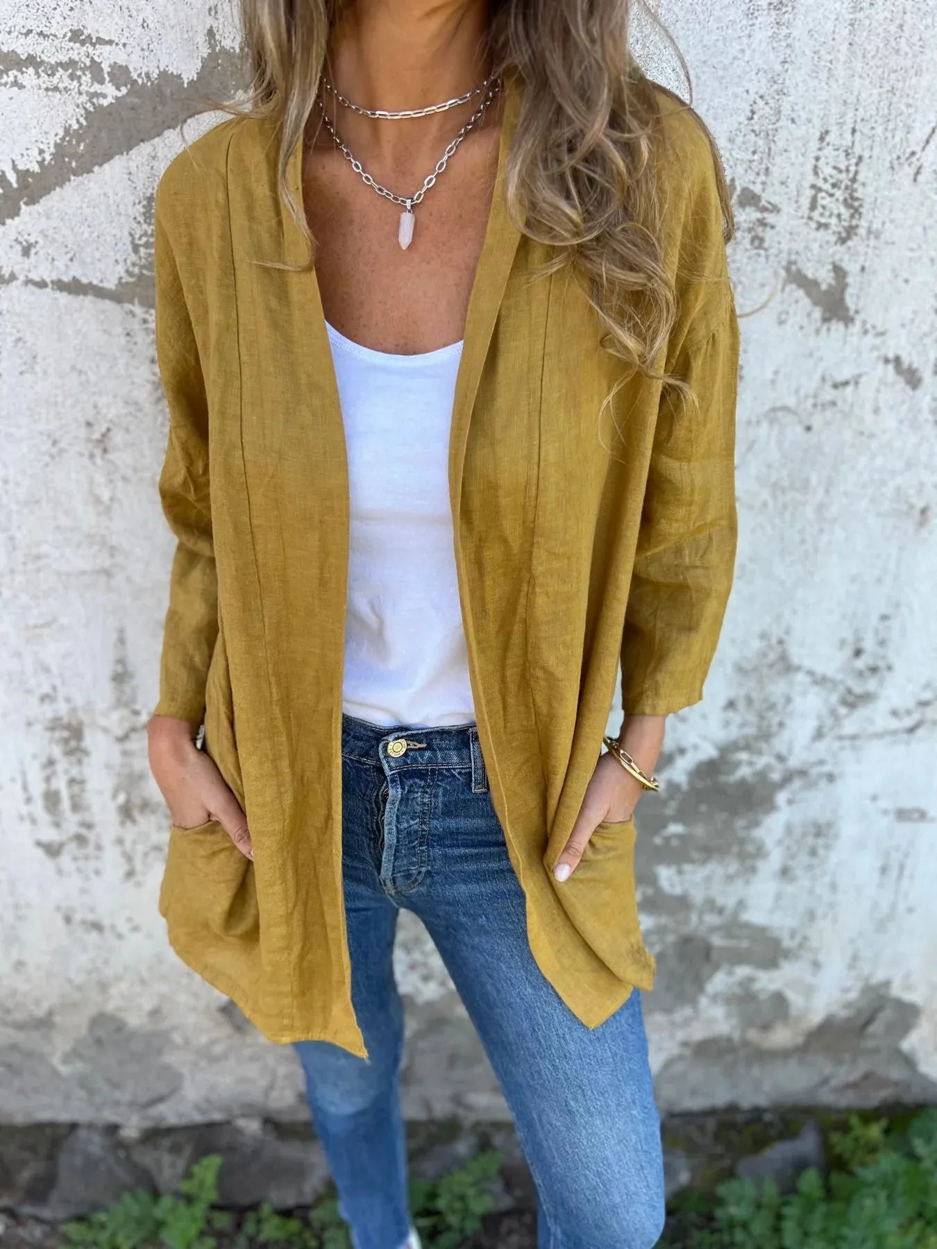 Cozy Cardigan Loose Pockets Cardigan Outerwear Top Wom