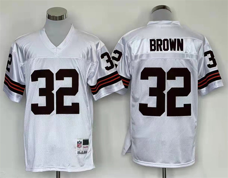 Men's Cleveland Browns Jim Brown Mitchell & Ness White Legacy Replica Jerseys