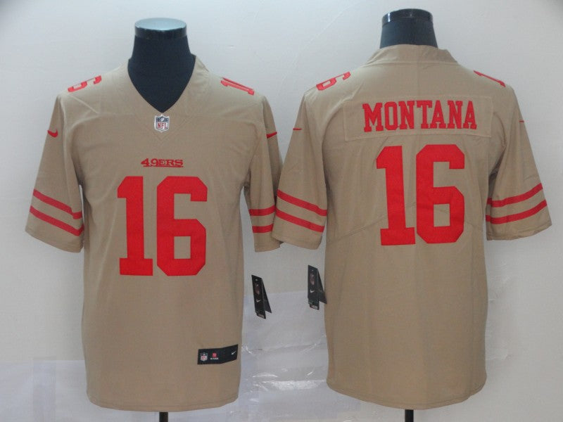 Men's San Francisco 49ers Joe Montana #16 Gold Inverted Legend Jerseys