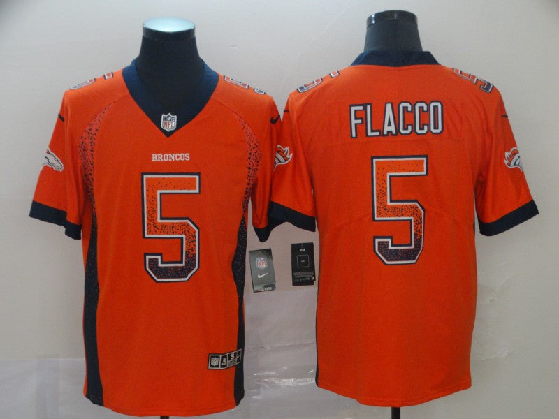 Men's Denver Broncos Joe Flacco #5 Orange Game Jerseys