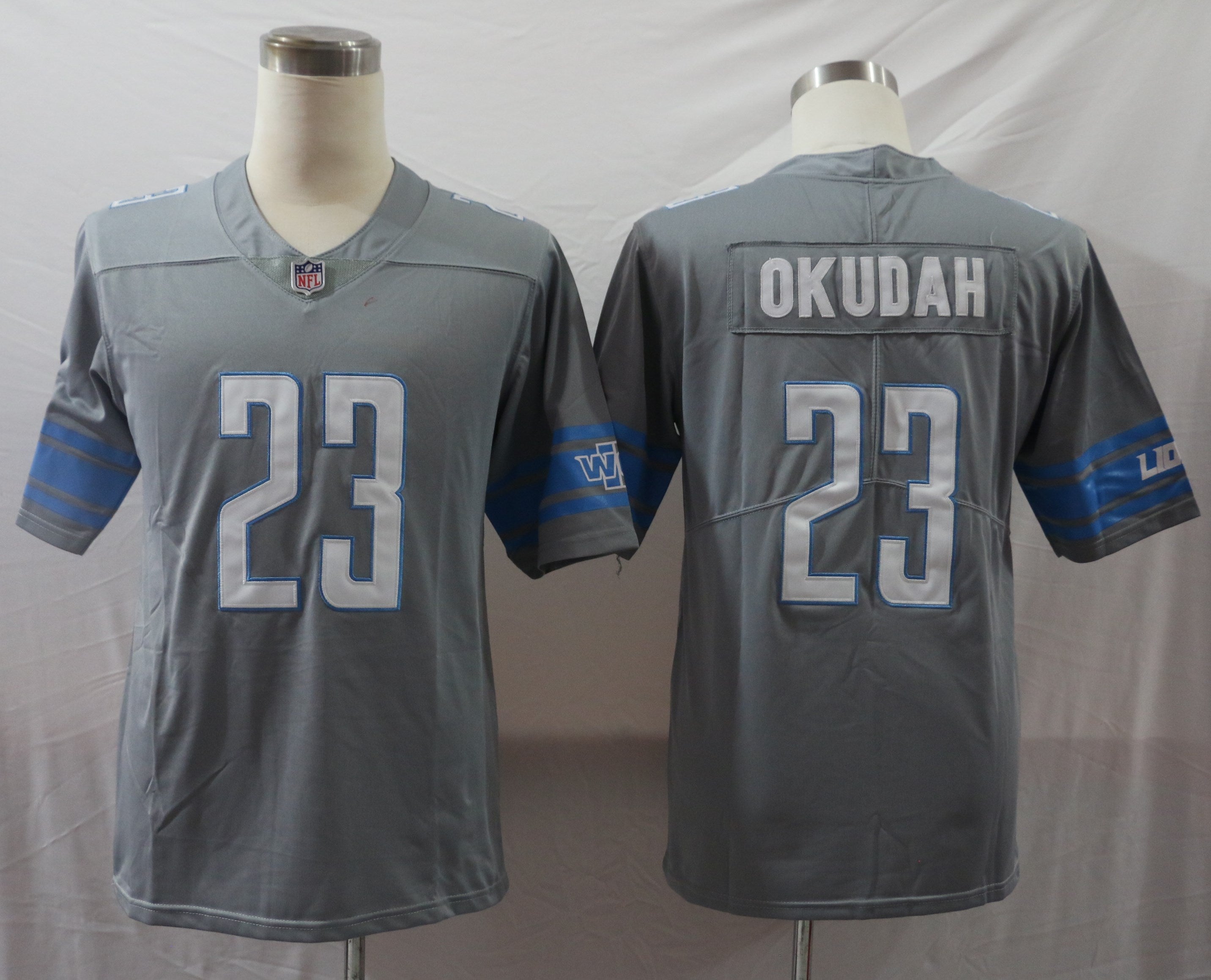 Men's Detroit Lions Jeff Okudah #23 Gray Game Jerseys