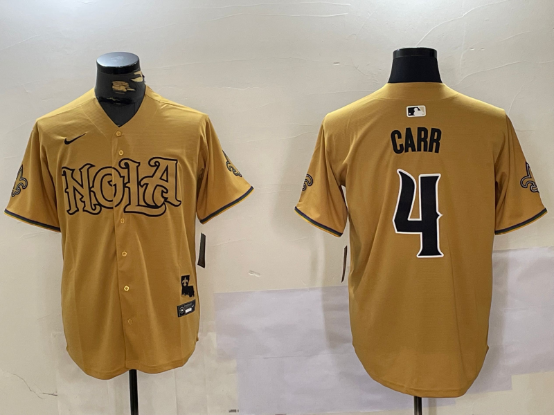 Men's New Orleans Saints Derek Carr #4 Yellow Player Jerseys