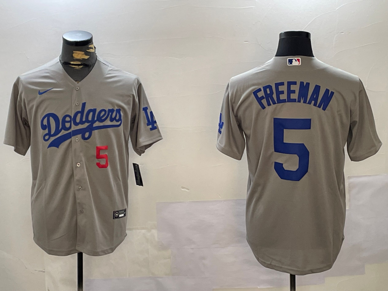 Men's Los Angeles Dodgers Freddie Freeman #5 Gray Stitched Jerseys