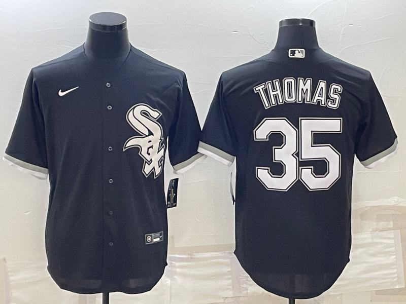Men's Chicago White Sox Frank Thomas #35 Black Replica Player Jerseys