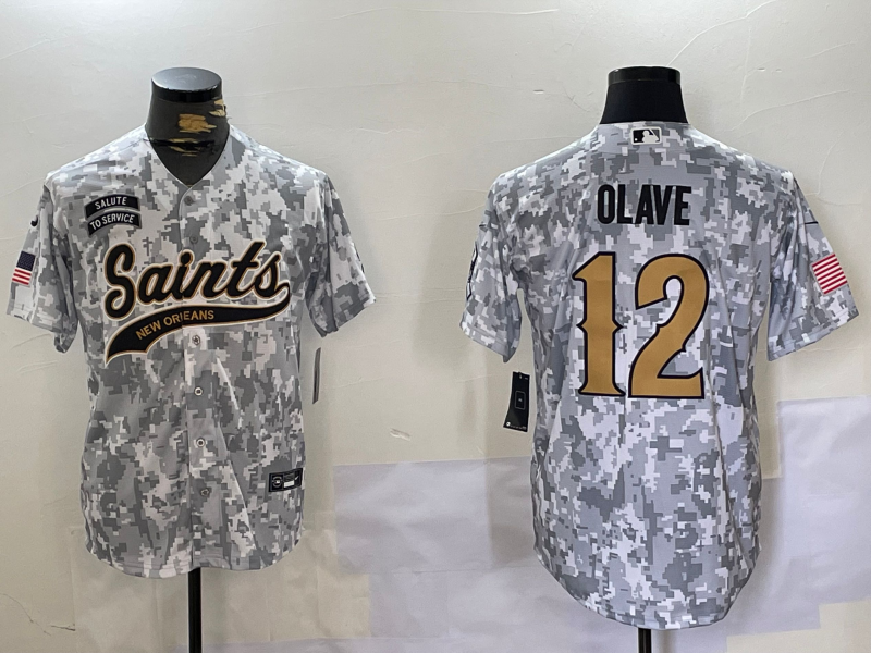 Men's New Orleans Saints Chris Olave #12 Arctic Camo 2024 Salute to Service Player Jerseys