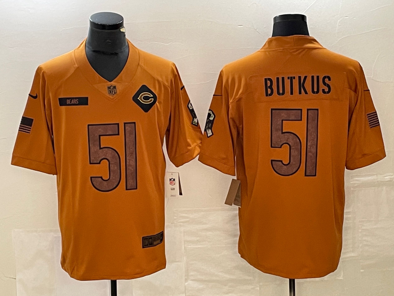 Men's Chicago Bears Dick Butkus #51 Brown 2023 Salute To Service Retired Player Limited Jerseys