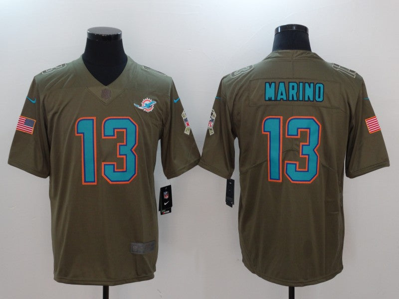 Men's Miami Dolphins Dan Marino #13 Brown Authentic Game Jerseys