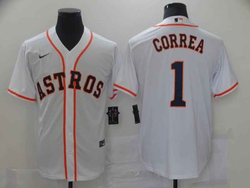 Men's Houston Astros Carlos Correa #1 White Replica Baseball Jerseys