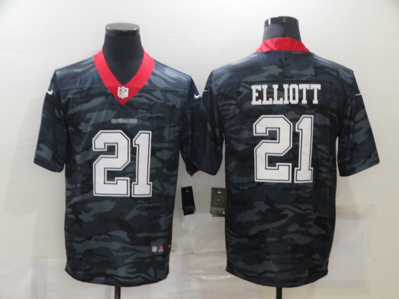 Men's Dallas Cowboys Ezekiel Elliott #21 Gray Camouflage Game Jerseys