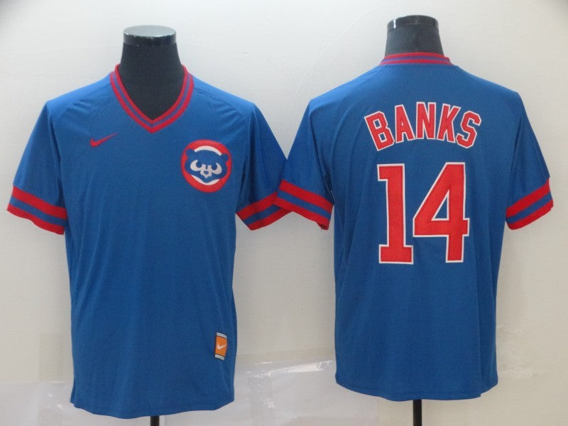 Men's Chicago Cubs Ernie Banks #14 Blue Replica Player Jerseys