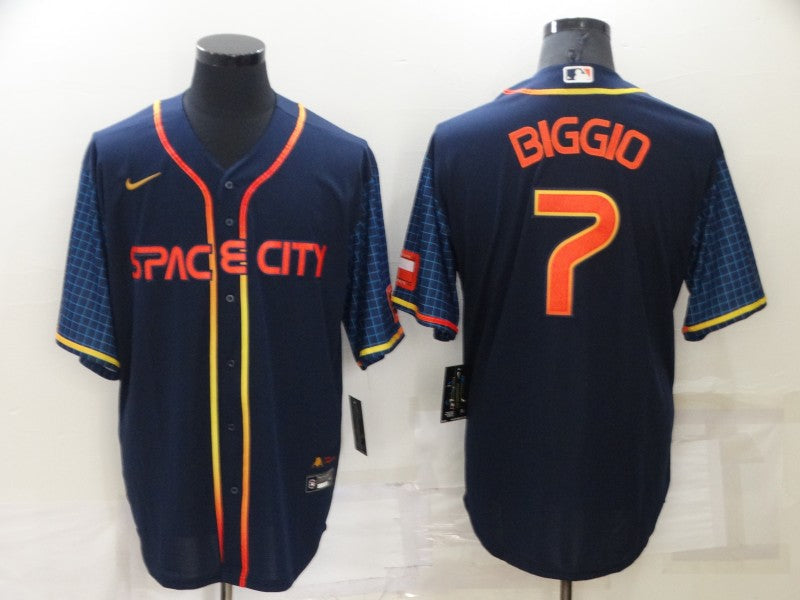 Men's Houston Astros Craig Biggio #7 Navy Space City Jerseys